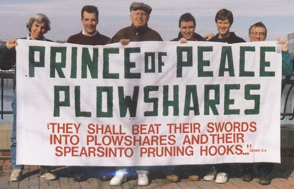 Conceptual image of a plowshare and a nuclear missile, symbolizing the Plowshares movement